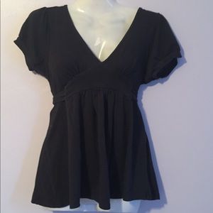 Poof! Black v neck babydoll  shirt Sz M